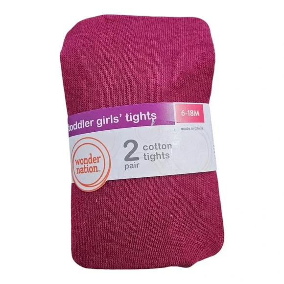 6-18 M Toddler Pink and Green Tights set of 2. - Picture 1 of 5